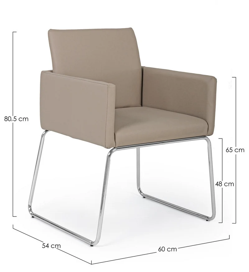 Sedia "Sixty Text" con struttura in acciaio e compensato, per arredo interno con braccioli, 60 x 54 x h 80,5 cm