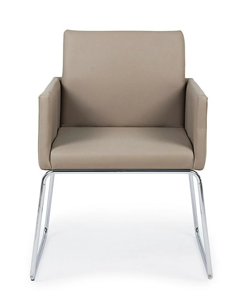 Sedia "Sixty Text" con struttura in acciaio e compensato, per arredo interno con braccioli, 60 x 54 x h 80,5 cm