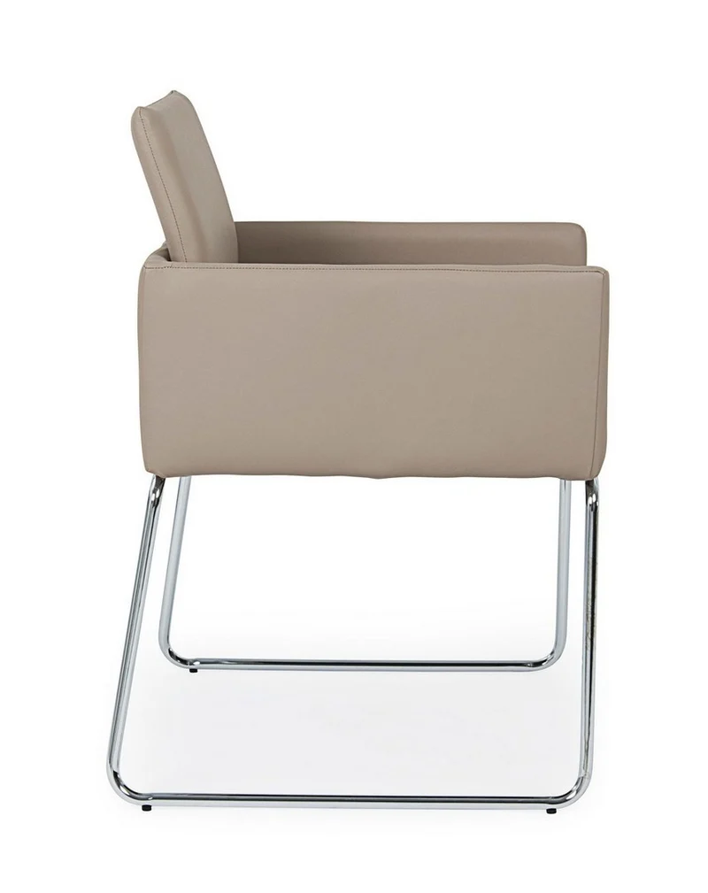 Sedia "Sixty Text" con struttura in acciaio e compensato, per arredo interno con braccioli, 60 x 54 x h 80,5 cm
