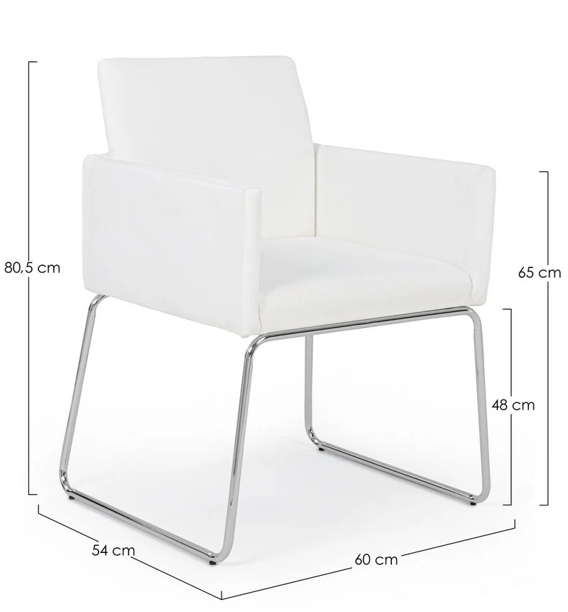 Sedia "Sixty Text" con struttura in acciaio e compensato, per arredo interno con braccioli, 60 x 54 x h 80,5 cm