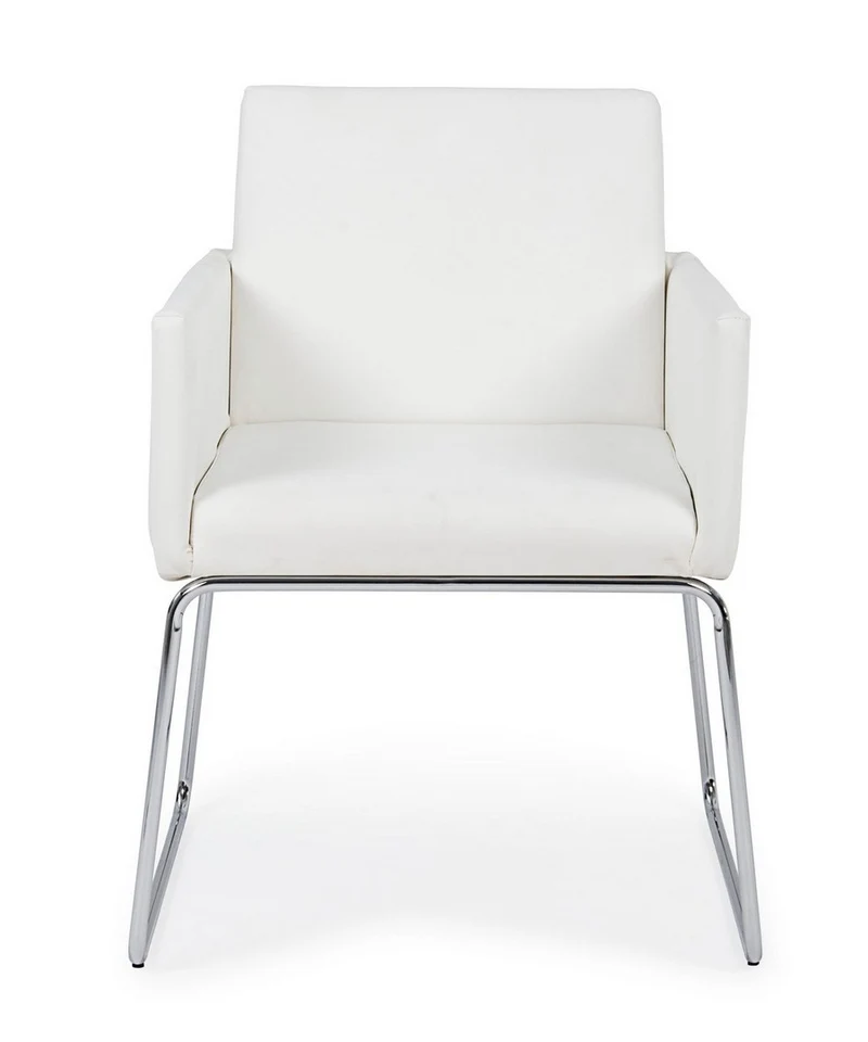 Sedia "Sixty Text" con struttura in acciaio e compensato, per arredo interno con braccioli, 60 x 54 x h 80,5 cm