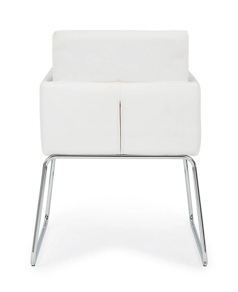 Sedia "Sixty Text" con struttura in acciaio e compensato, per arredo interno con braccioli, 60 x 54 x h 80,5 cm