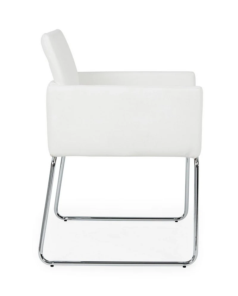 Sedia "Sixty Text" con struttura in acciaio e compensato, per arredo interno con braccioli, 60 x 54 x h 80,5 cm