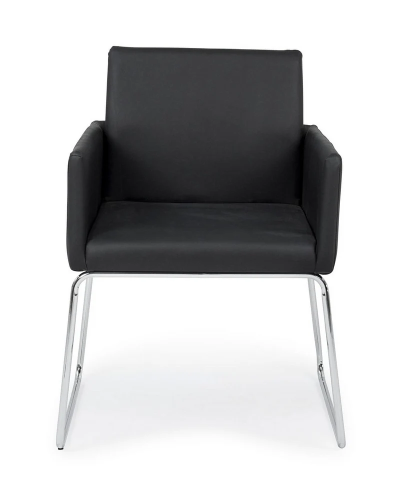 Sedia "Sixty Text" con struttura in acciaio e compensato, per arredo interno con braccioli, 60 x 54 x h 80,5 cm