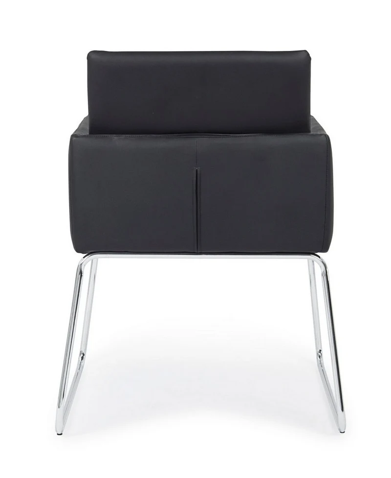 Sedia "Sixty Text" con struttura in acciaio e compensato, per arredo interno con braccioli, 60 x 54 x h 80,5 cm