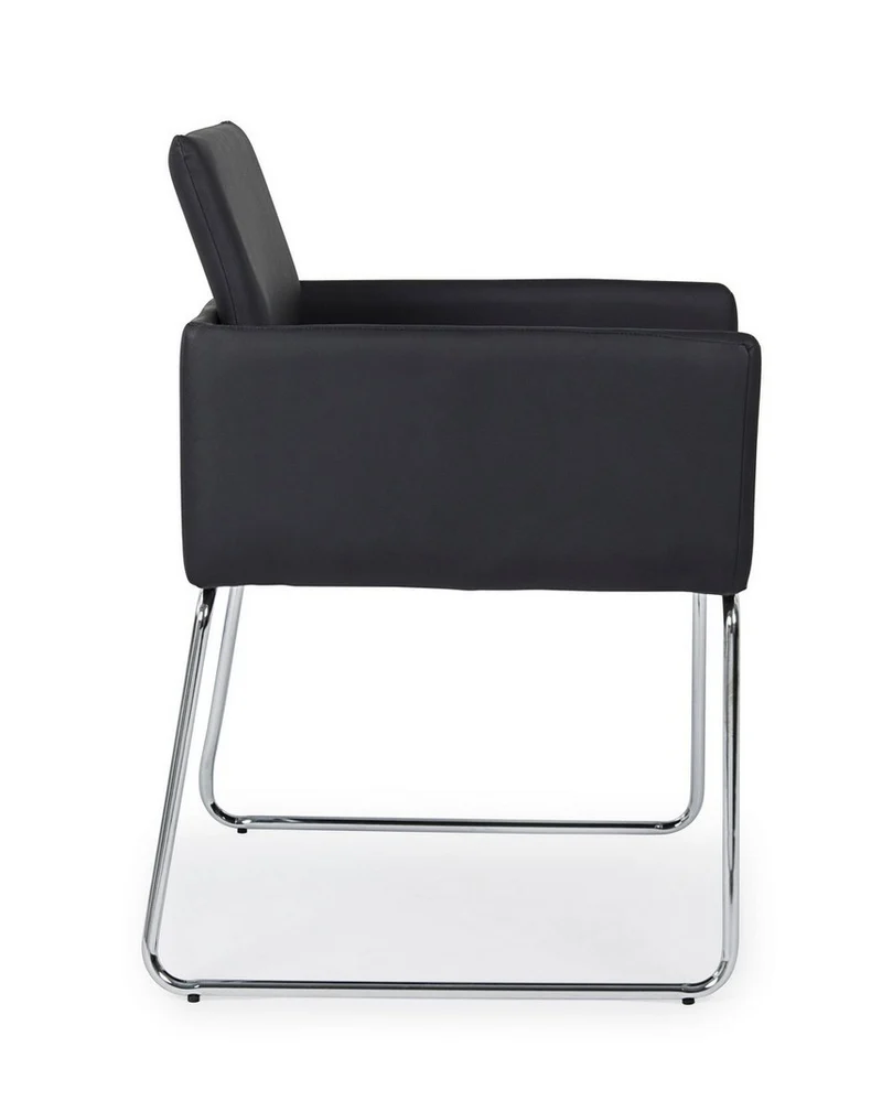 Sedia "Sixty Text" con struttura in acciaio e compensato, per arredo interno con braccioli, 60 x 54 x h 80,5 cm