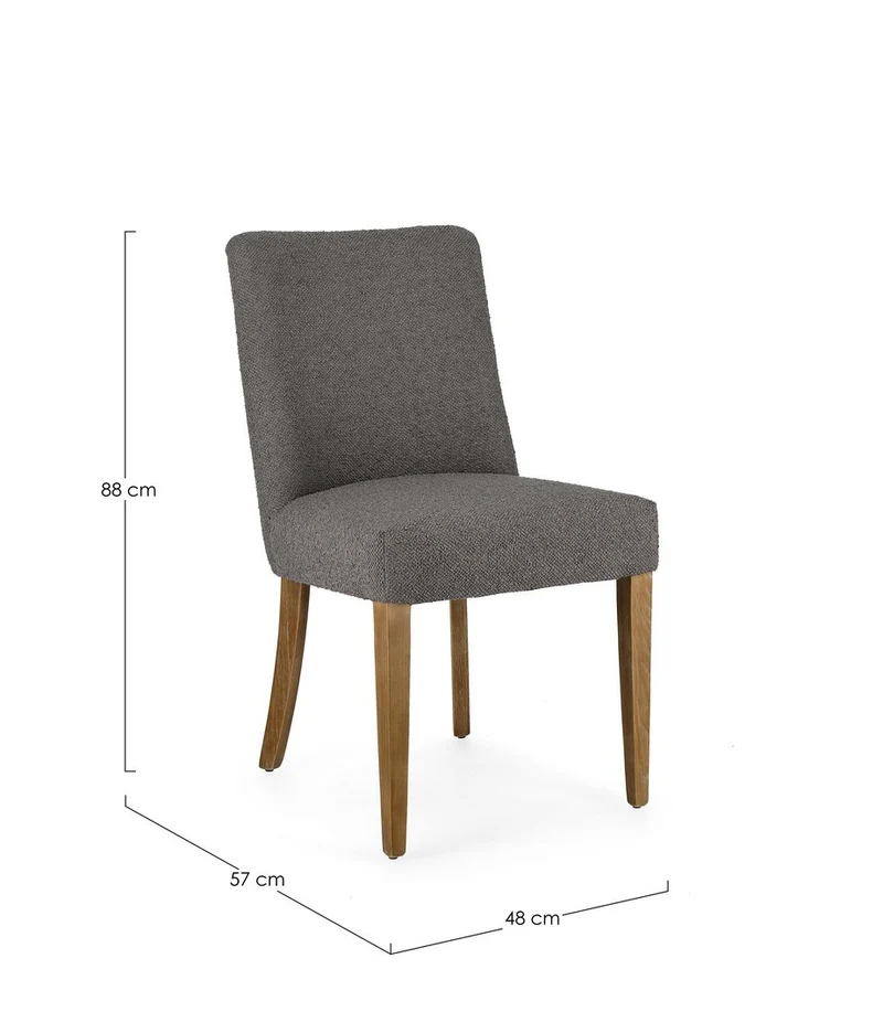 Sedia "Beatriz" con struttura in legno di quercia, per arredo interno 48 x 57 x h 88 cm