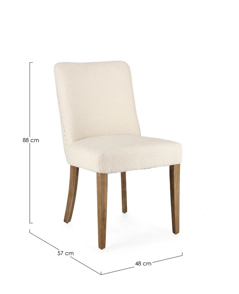 Sedia "Beatriz" con struttura in legno di quercia, per arredo interno 48 x 57 x h 88 cm
