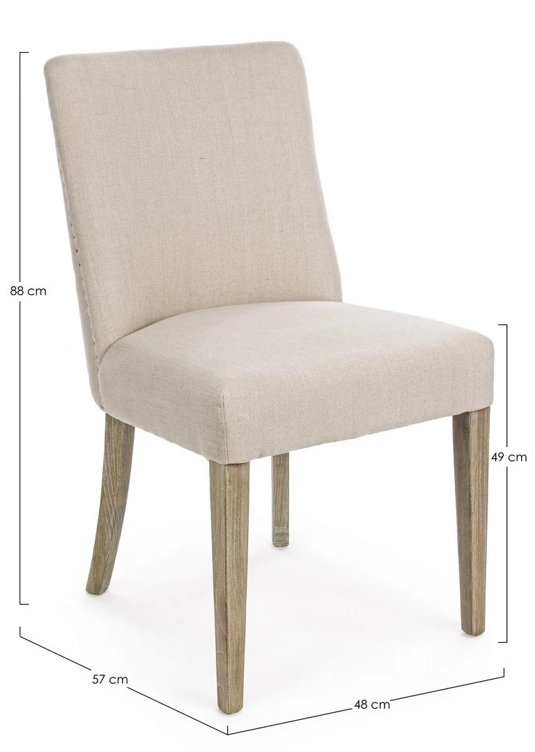 Sedia "Beatriz" con struttura in legno di quercia, per arredo interno 48 x 57 x h 88 cm