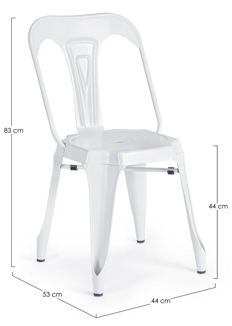Sedia "Minnesota" con struttura in acciaio laminato a freddo e verniciato a polvere, per arredo interno 53 x 45 x h 86 cm