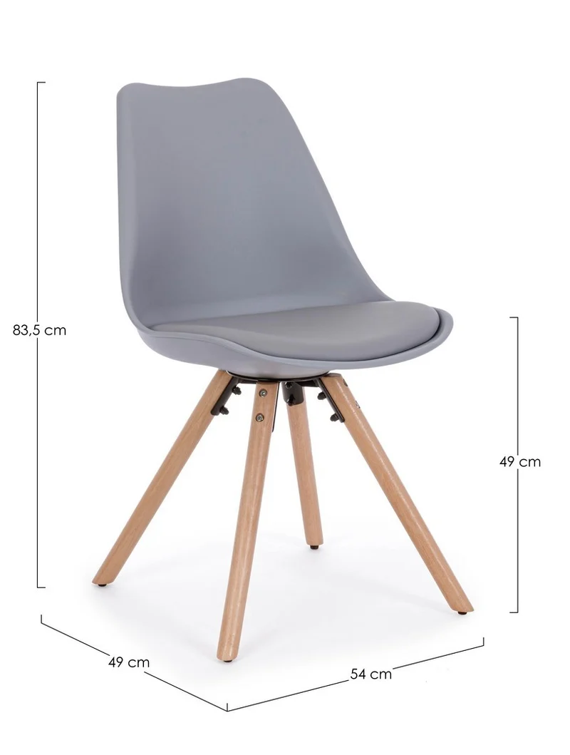 Sedia "New Trend" con gambe in legno di faggio, per arredo interno 54 x 49 x h 83,5 cm