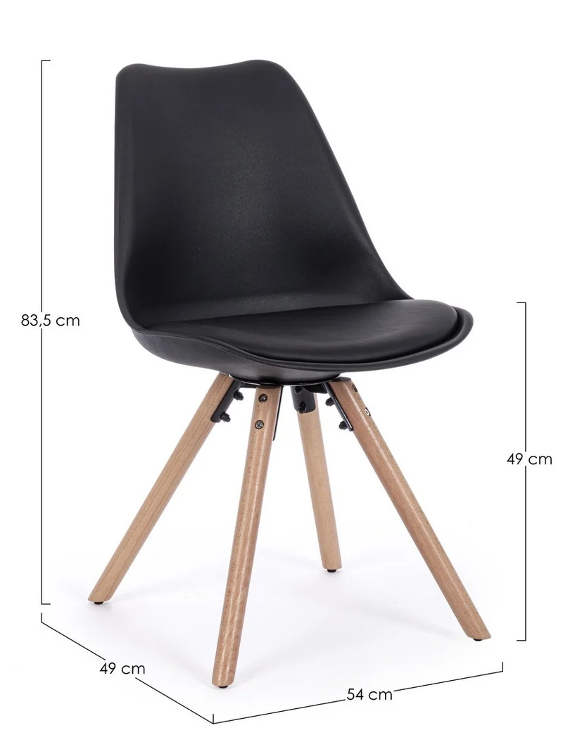 Sedia "New Trend" con gambe in legno di faggio, per arredo interno 54 x 49 x h 83,5 cm