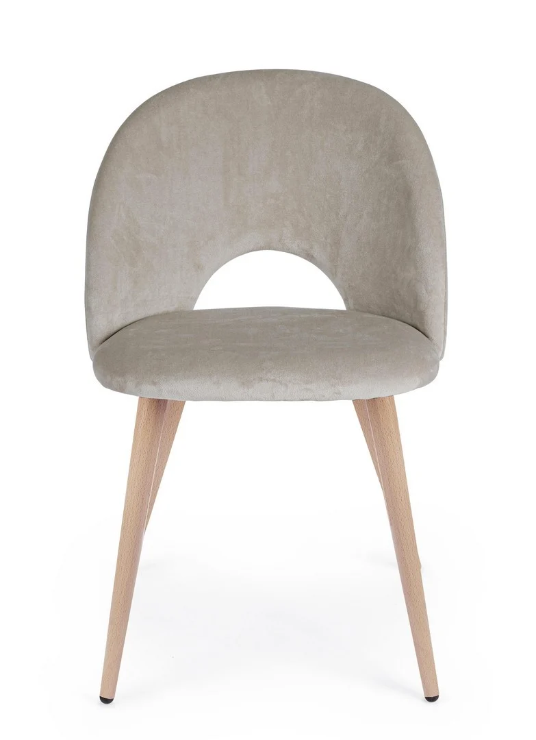 Sedia "Linzey" con gambe in acciaio verniciate effetto legno naturale, per arredo interno 53 x 60 x h 82 cm