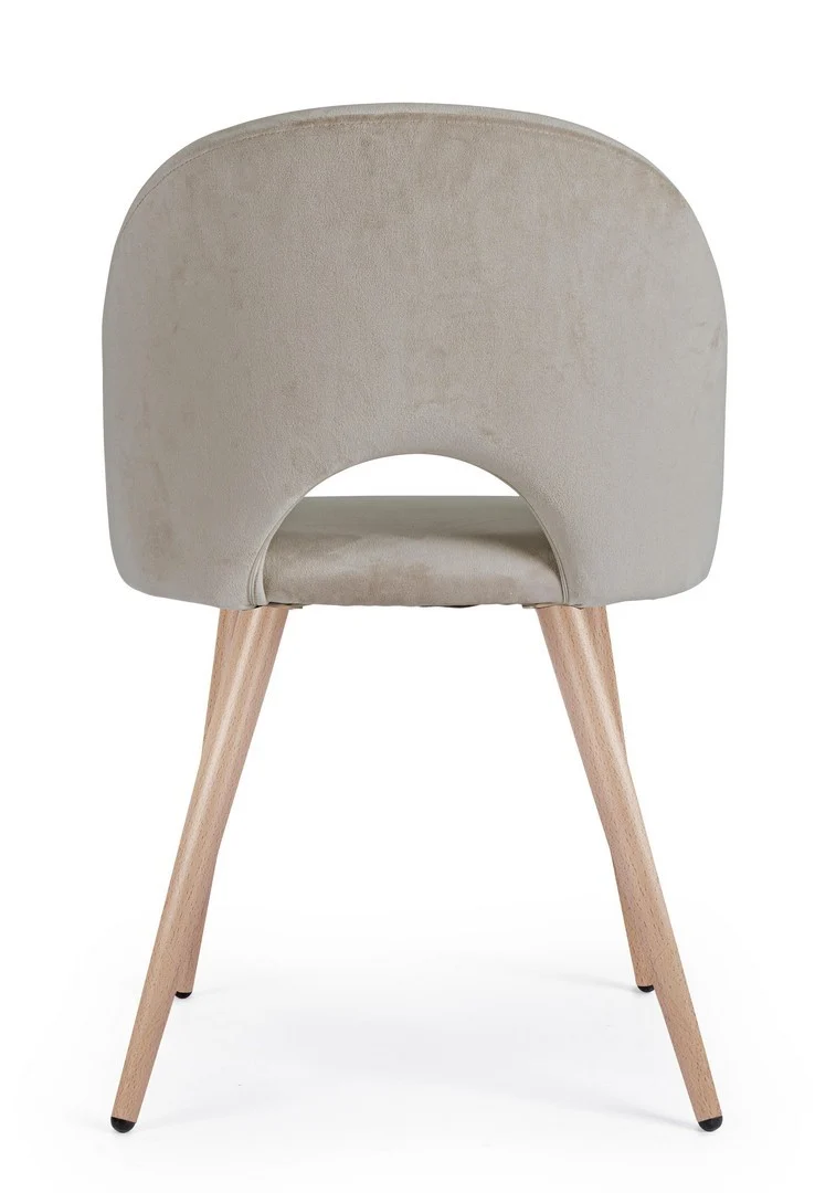 Sedia "Linzey" con gambe in acciaio verniciate effetto legno naturale, per arredo interno 53 x 60 x h 82 cm