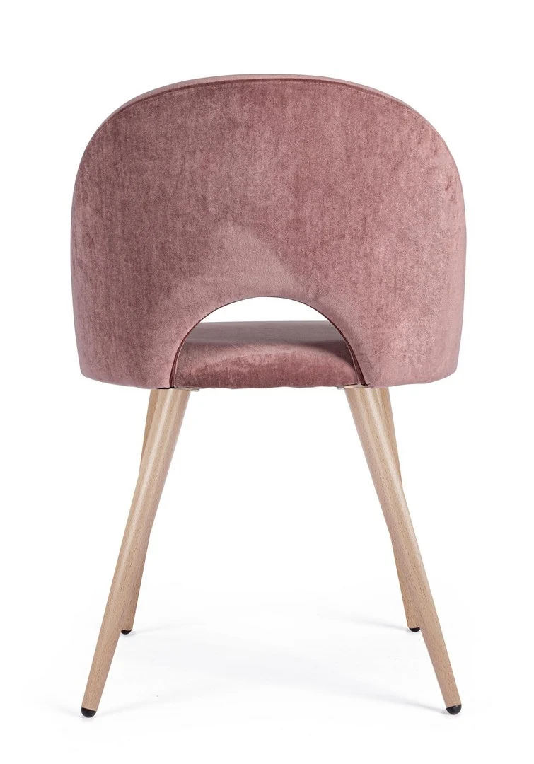 Sedia "Linzey" con gambe in acciaio verniciate effetto legno naturale, per arredo interno 53 x 60 x h 82 cm