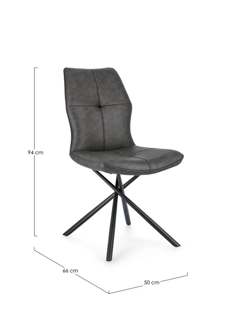 Sedia "Kepler" con gambe in acciaio verniciato a polvere epossidica, per arredo interno 50 x 66 x h 94 cm