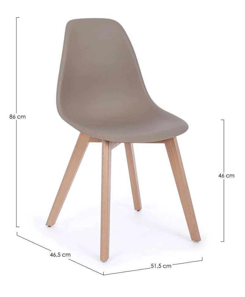 Sedia "System" con gambe in legno di faggio, per arredo interno 51,5 x 46,5 x h 86 cm