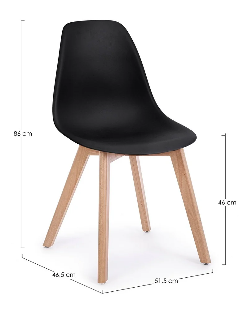 Sedia "System" con gambe in legno di faggio, per arredo interno 51,5 x 46,5 x h 86 cm