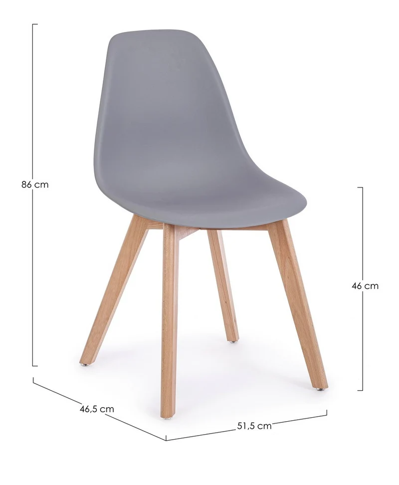 Sedia "System" con gambe in legno di faggio, per arredo interno 51,5 x 46,5 x h 86 cm