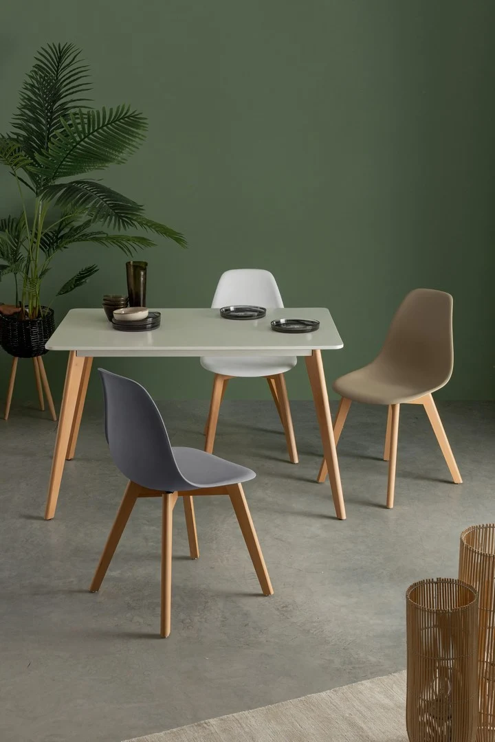 Sedia "System" con gambe in legno di faggio, per arredo interno 51,5 x 46,5 x h 86 cm