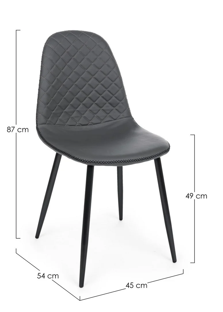Sedia "Amanda" con struttura in acciaio e compensato, per arredo interno 45 x 54 x h 87 cm