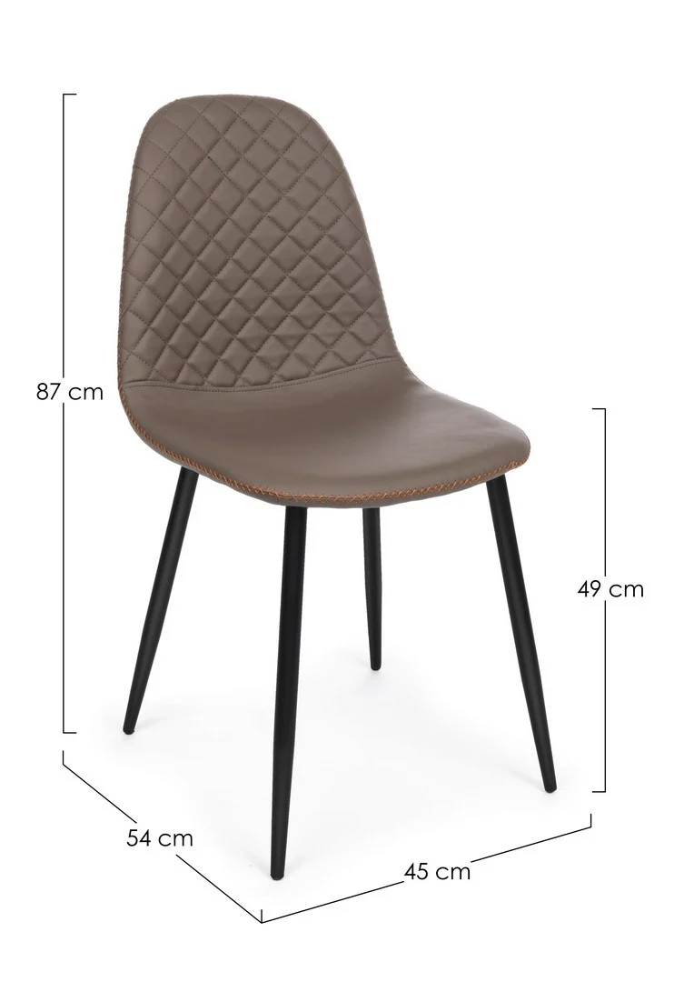 Sedia "Amanda" con struttura in acciaio e compensato, per arredo interno 45 x 54 x h 87 cm