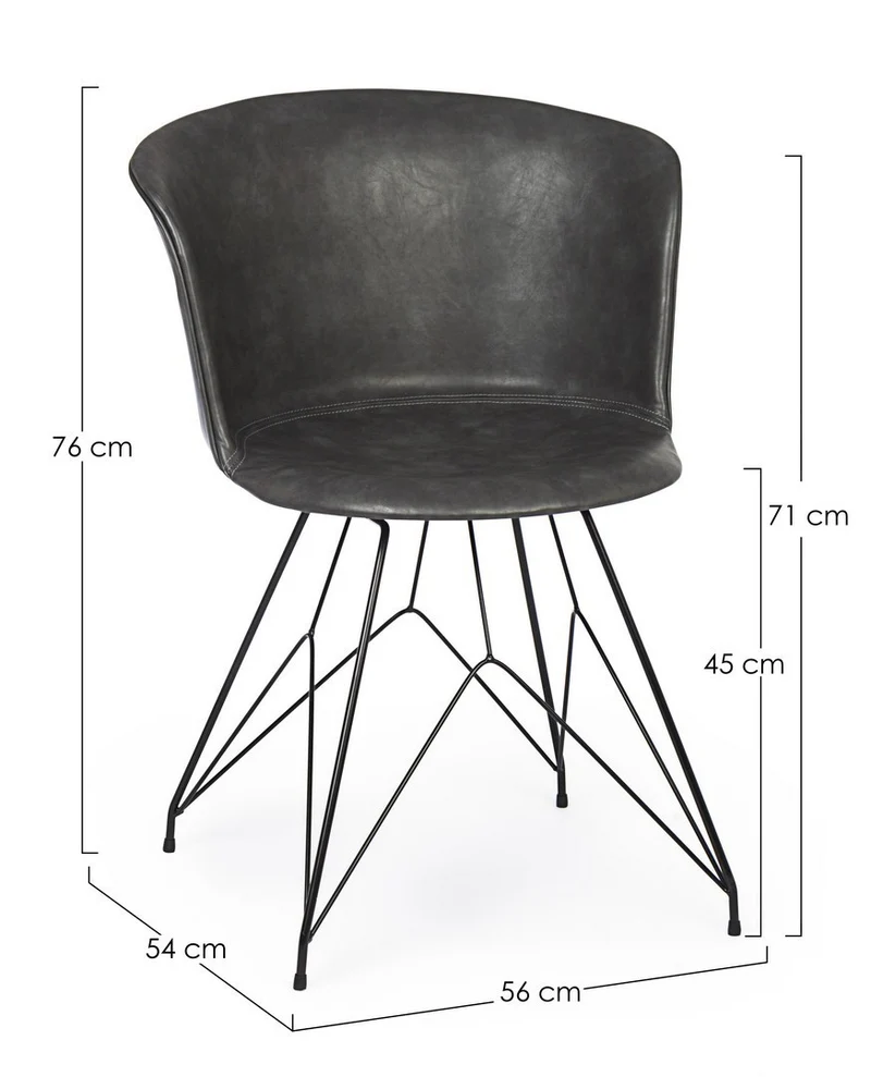 Sedia "Loft" con gambe in acciaio verniciato a polvere epossidica, per arredo interno 56 x 54 x h 76 cm