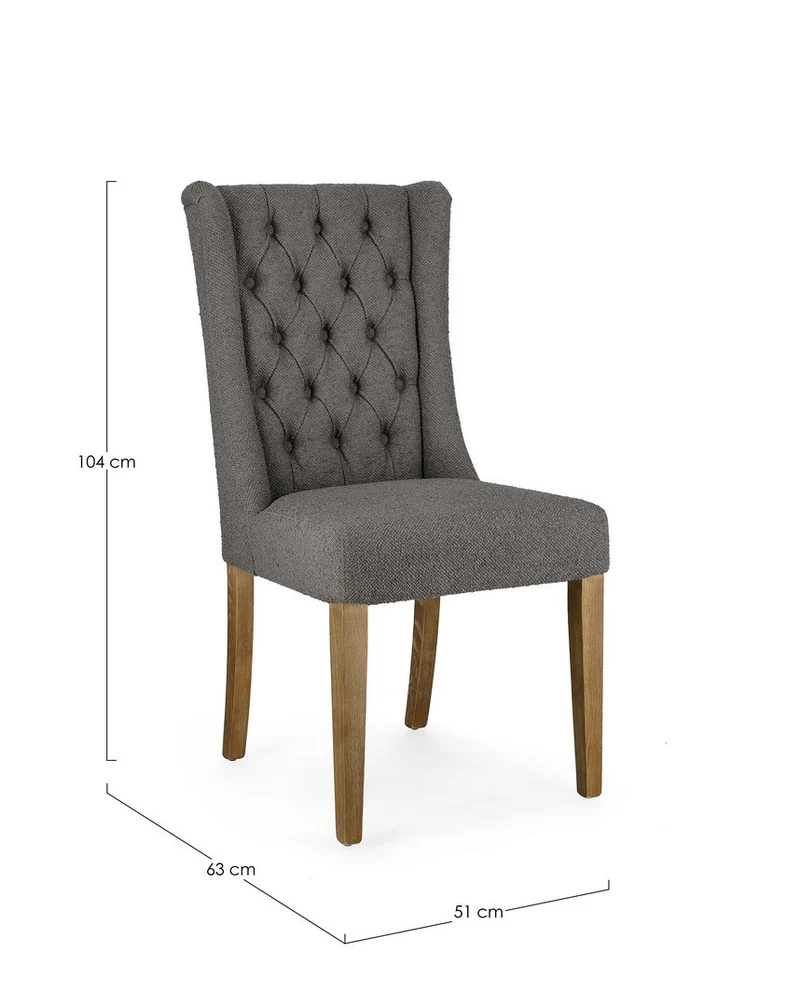 Sedia "Columbia" con struttura in legno di quercia, per arredo interno 51 x 63 x h 104 cm