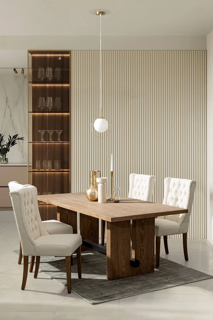Sedia "Columbia" con struttura in legno di quercia, per arredo interno 51 x 63 x h 104 cm