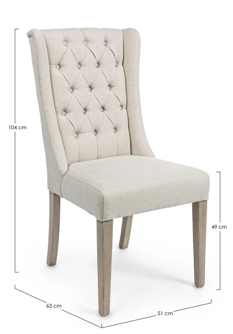 Sedia "Columbia" con struttura in legno di quercia, per arredo interno 51 x 63 x h 104 cm