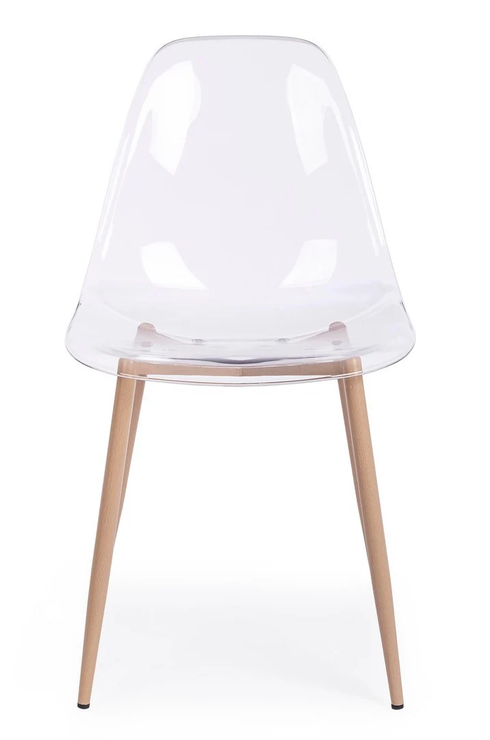 Sedia "Mandy" con gambe in acciaio verniciate effetto legno naturale, per arredo interno 53 x 46 x h 82 cm