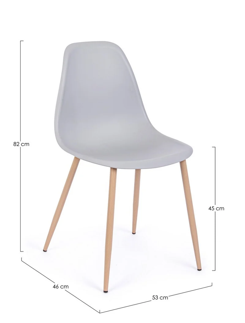 Sedia "Mandy" con gambe in acciaio verniciate effetto legno naturale, per arredo interno 53 x 46 x h 82 cm