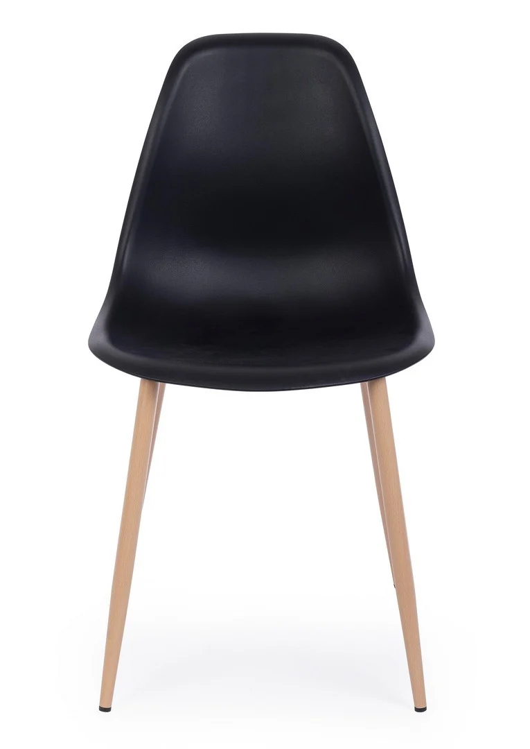 Sedia "Mandy" con gambe in acciaio verniciate effetto legno naturale, per arredo interno 53 x 46 x h 82 cm