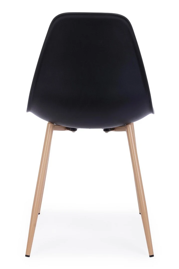 Sedia "Mandy" con gambe in acciaio verniciate effetto legno naturale, per arredo interno 53 x 46 x h 82 cm