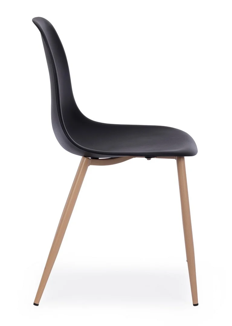 Sedia "Mandy" con gambe in acciaio verniciate effetto legno naturale, per arredo interno 53 x 46 x h 82 cm