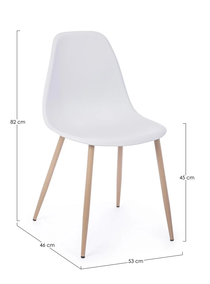 Sedia "Mandy" con gambe in acciaio verniciate effetto legno naturale, per arredo interno 53 x 46 x h 82 cm