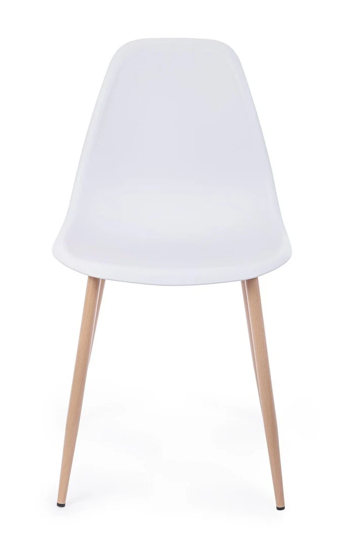 Sedia "Mandy" con gambe in acciaio verniciate effetto legno naturale, per arredo interno 53 x 46 x h 82 cm