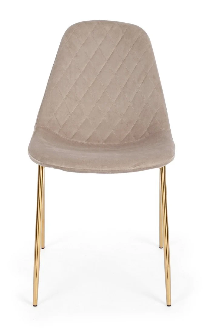 Sedia "Terry" con gambe in tubolare di acciaio con cromatura dorata, per arredo interno 48 x 55 x h 85 cm
