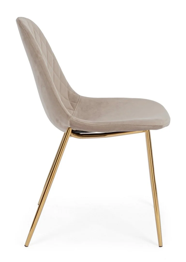Sedia "Terry" con gambe in tubolare di acciaio con cromatura dorata, per arredo interno 48 x 55 x h 85 cm
