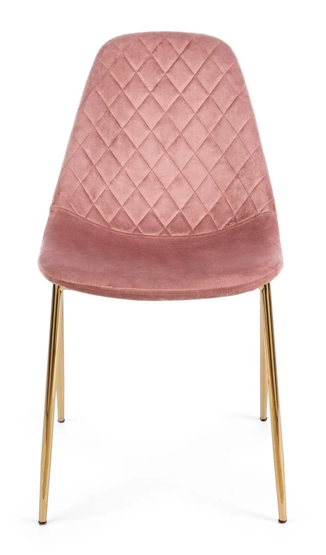 Sedia "Terry" con gambe in tubolare di acciaio con cromatura dorata, per arredo interno 48 x 55 x h 85 cm
