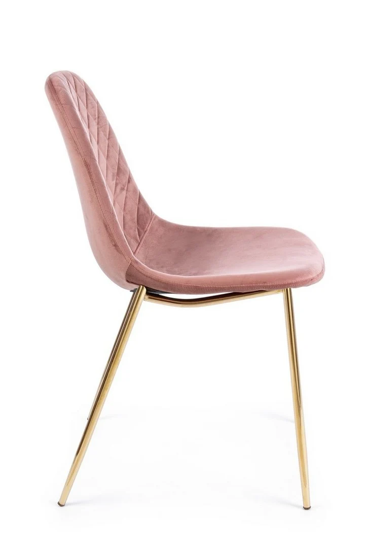 Sedia "Terry" con gambe in tubolare di acciaio con cromatura dorata, per arredo interno 48 x 55 x h 85 cm