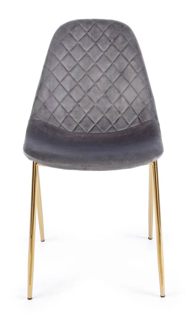 Sedia "Terry" con gambe in tubolare di acciaio con cromatura dorata, per arredo interno 48 x 55 x h 85 cm