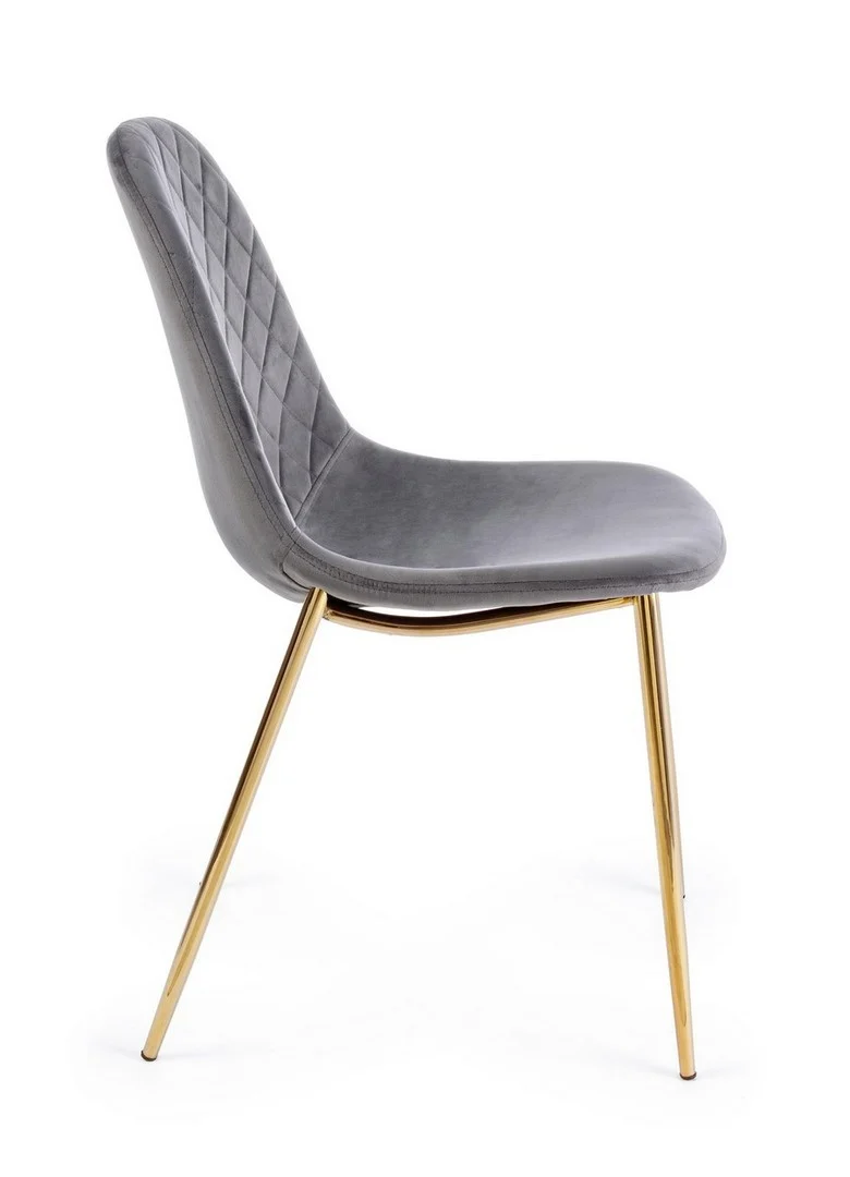Sedia "Terry" con gambe in tubolare di acciaio con cromatura dorata, per arredo interno 48 x 55 x h 85 cm