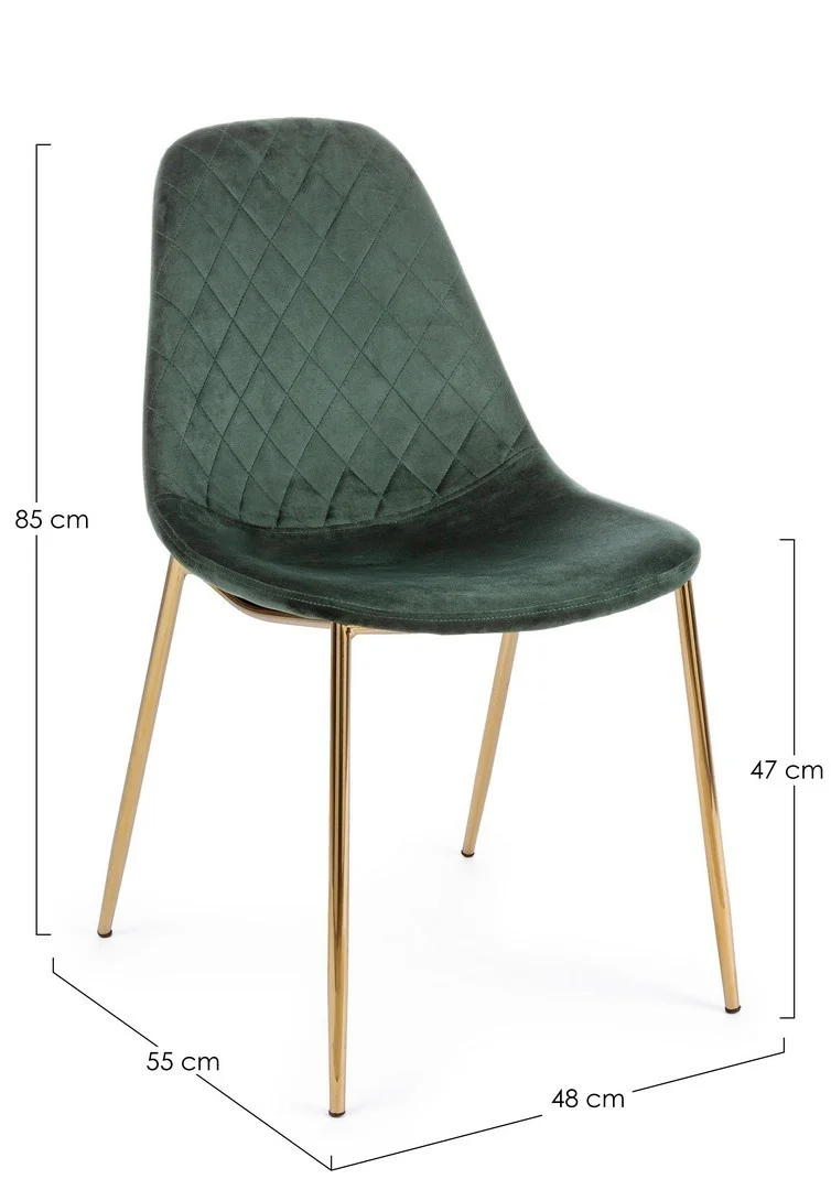 Sedia "Terry" con gambe in tubolare di acciaio con cromatura dorata, per arredo interno 48 x 55 x h 85 cm