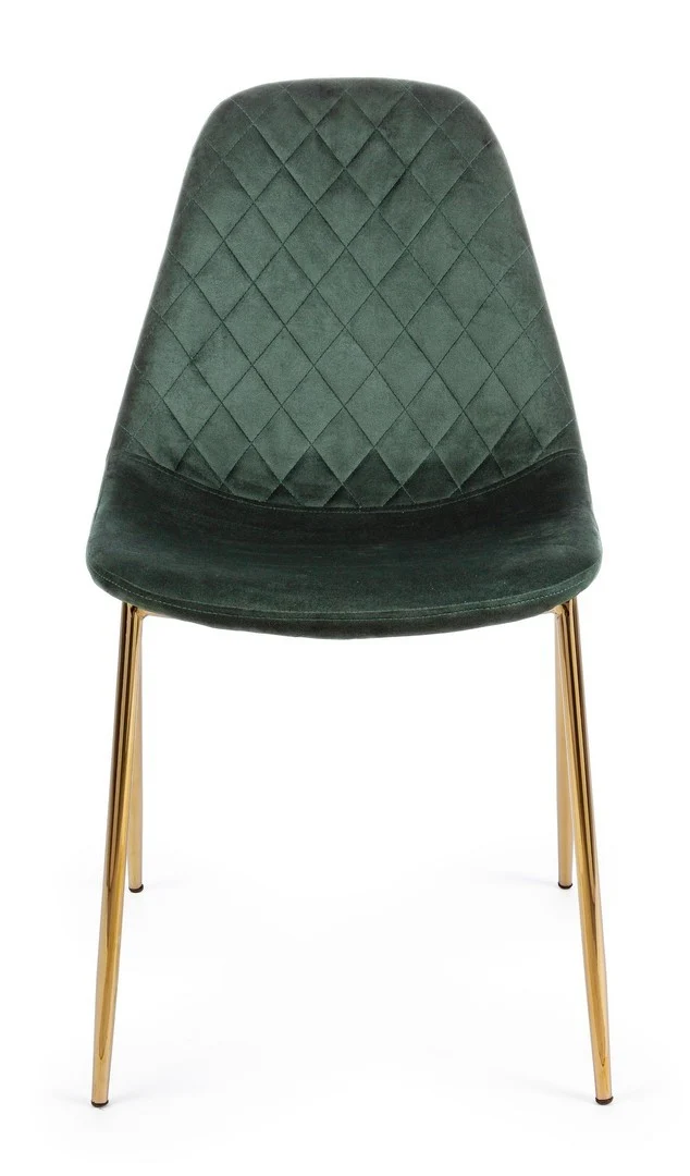 Sedia "Terry" con gambe in tubolare di acciaio con cromatura dorata, per arredo interno 48 x 55 x h 85 cm