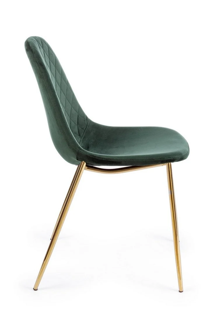 Sedia "Terry" con gambe in tubolare di acciaio con cromatura dorata, per arredo interno 48 x 55 x h 85 cm