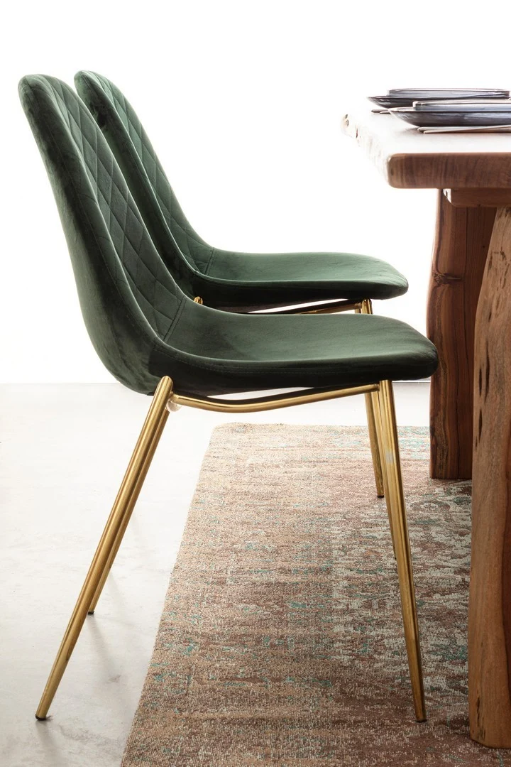 Sedia "Terry" con gambe in tubolare di acciaio con cromatura dorata, per arredo interno 48 x 55 x h 85 cm