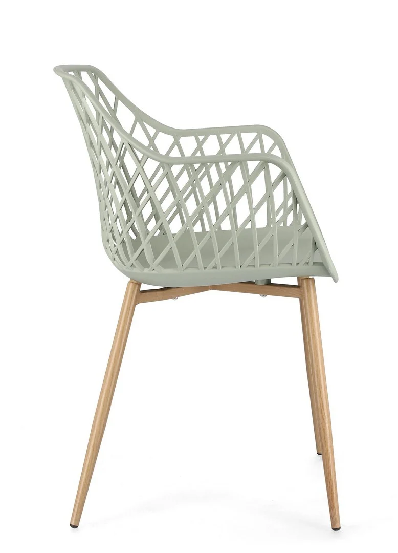 Sedia "Optik" con gambe in acciaio verniciate, per arredo interno 58 x 54 x h 85,5 cm