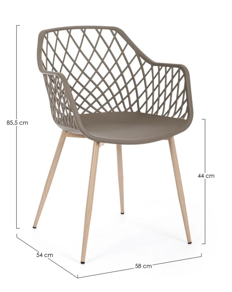 Sedia "Optik" con gambe in acciaio verniciate, per arredo interno 58 x 54 x h 85,5 cm