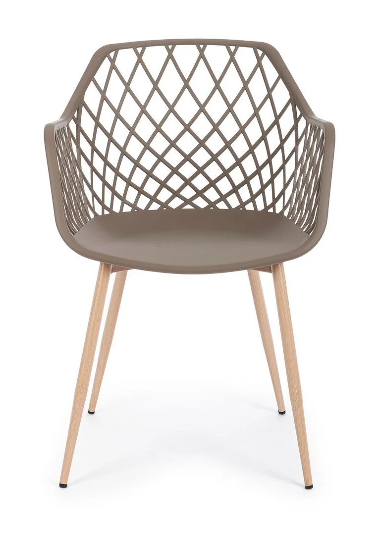 Sedia "Optik" con gambe in acciaio verniciate, per arredo interno 58 x 54 x h 85,5 cm